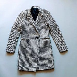 Black and White Tweed Quilted Topcoat Size Small